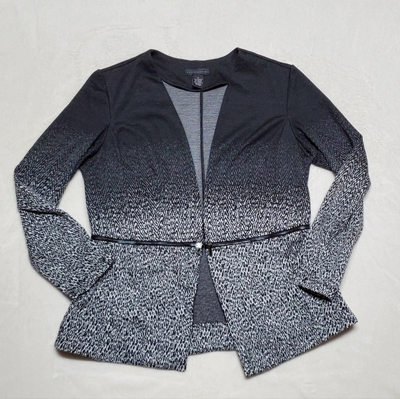 Grace elements faux-Zipper-Waist multi speckled ombre v-neck stretchy jacket XL - Picture 2 of 10